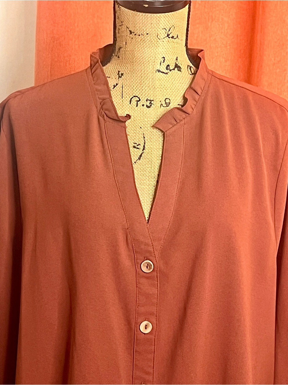 Entro Ruffle Collar Tiered Button-Front Top - Picture 3 of 4